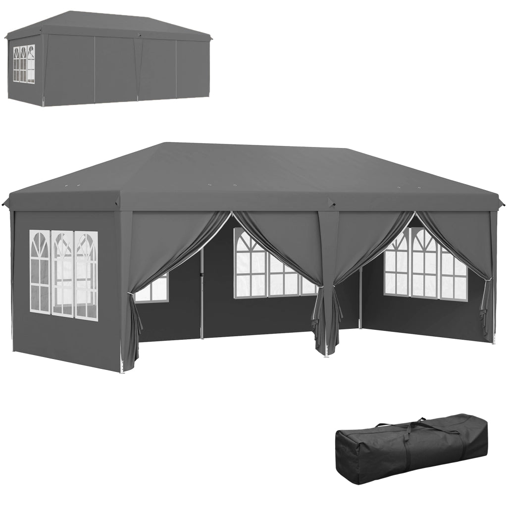Tonnelle Giardino Pieghevole ¨C zephmum ¨C Grigio Scuro 300x600x250 cm
