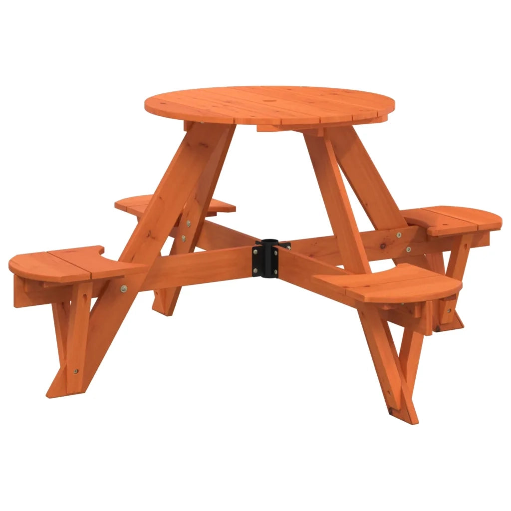 vidaXL Tavolo Picnic per 4 Bambini con Ombrellone Rotondo Legno Abete