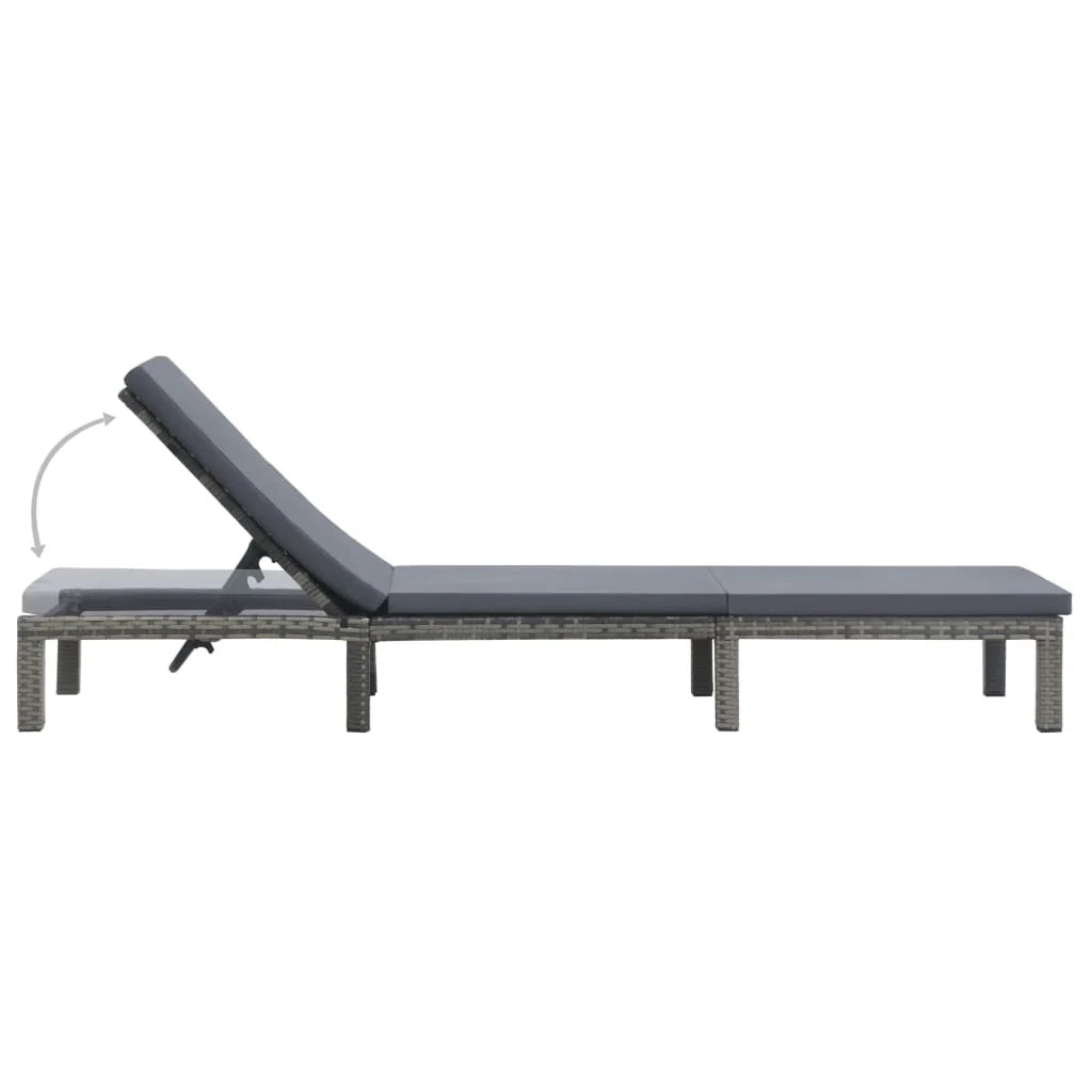 Lettino prendisole sedia a sdraio lettino prendisole letto da giardino mobili da esterno per patio con cuscino resina intrecciata antracite 02_0012505
