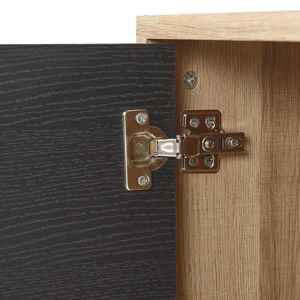 Porta TV Finitura in legno chiaro e carta MDF grigia 1 mobile 2 ripiani aperti Contenitore a ripiano basso