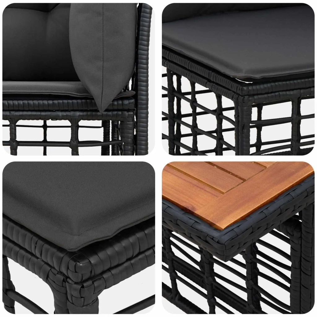 Set Divano da Giardino 9 pz Nero e Grigio scuro polyrattan 3437895