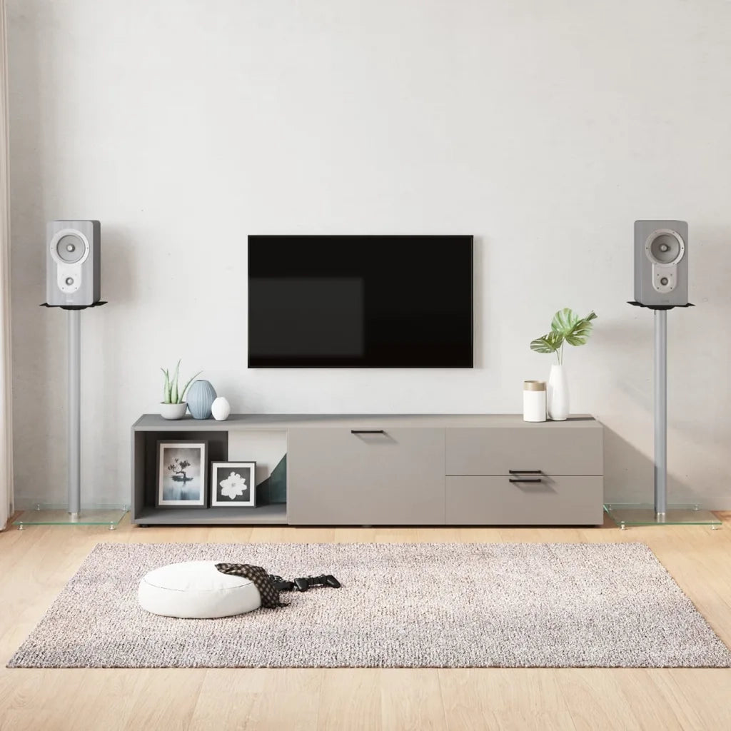 Pedane Casse 2 pz Argento Vetro Temperato Design a 1 Pilastro CFW9570632