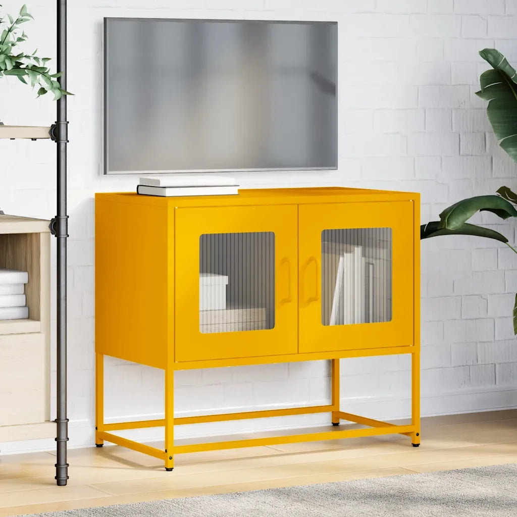 Mobile TV Giallo Senape 68x39x60,5 Acciaio Laminato a Freddo