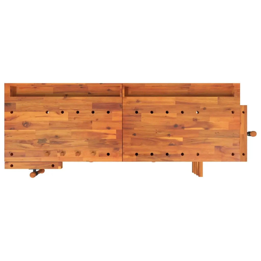 Banco Lavoro Cassetti e Morse 162x62x83cm Legno Massello Acacia 153324