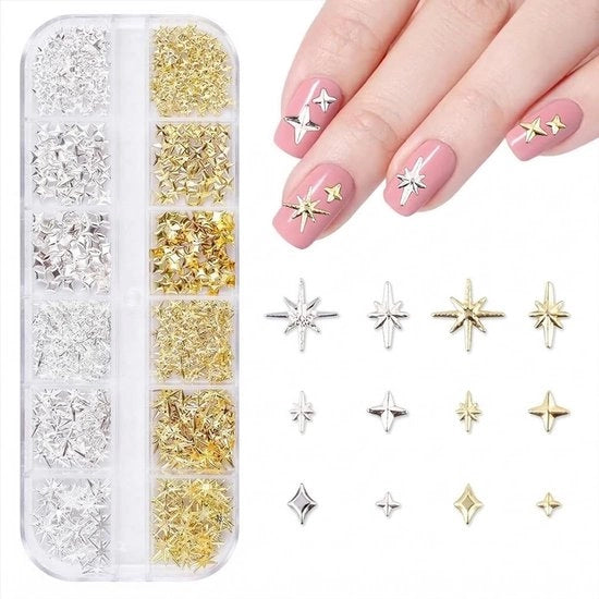 Accessori per unghie in metallo - 5 stili - 3D hanger per unghie d'arte - Decorazione per unghie DIY - Accessori per unghie
