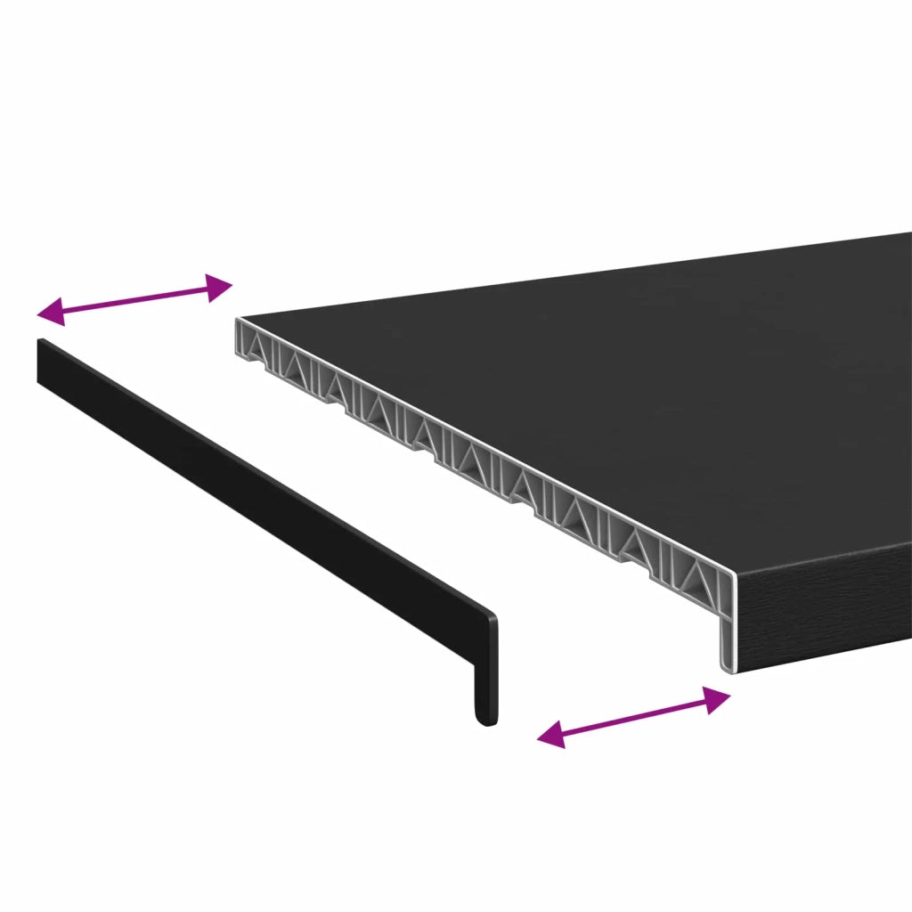 Soglia della Finestra Nero con Venature del Legno PVC