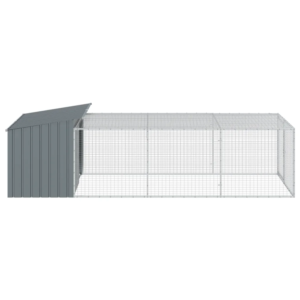 Cuccia per cani con recinto antracite 153x396x110 cm in acciaio zincato