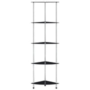 Scaffale a 5 Livelli Nero 30x30x130 cm in Vetro Temperato 249521