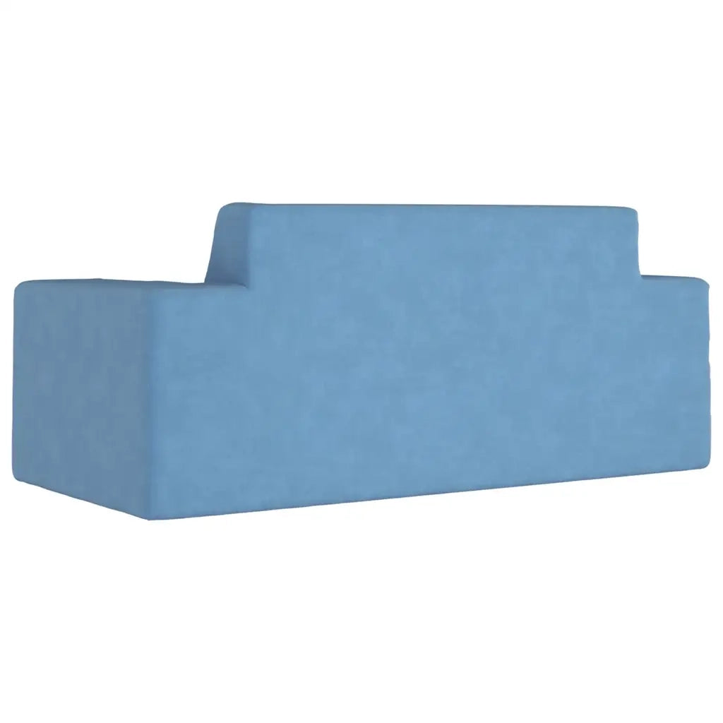 vidaXL Divano per Bambini a 2 Posti Blu in Morbido Peluche