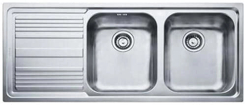 Franke 101.0150.821 lavello per cucina ad incasso modello logica line 2 vasche a destra misura 116x50 cm in acciaio inox