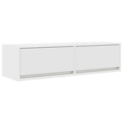 Mobile TV a parete moderno 100 x 31 x 25 cm con 2 cassetti stile minimalista in legno composito bianco 02_0051701