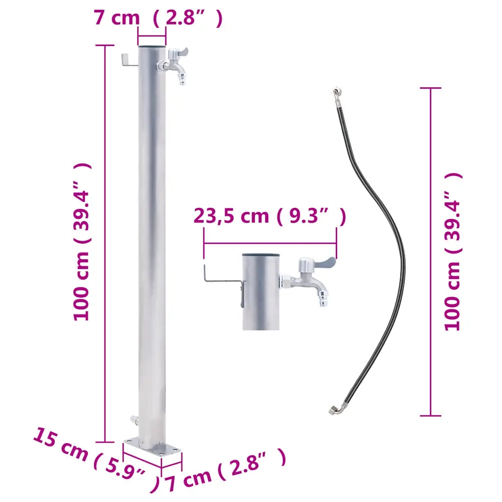 Colonna d'Acqua da Giardino 100 cm Acciaio Inox Rotonda 364503