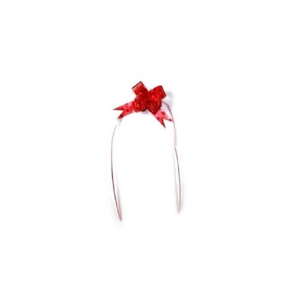 Trade Shop - Set 10 Pezzi Coccarda Fiocco Con Cuori Rossi Nastro Autotiranti 50,5 X 3 Cm -