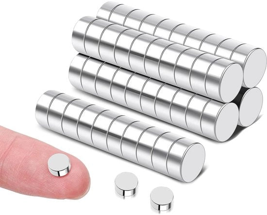 100 magneti neodymium extra forti 6 x 3 mm, piccoli magneti forti a forma rotonda, mini magneti forti per magnetobord, frigorifero, DIY, bacheca, whiteboard, ufficio
