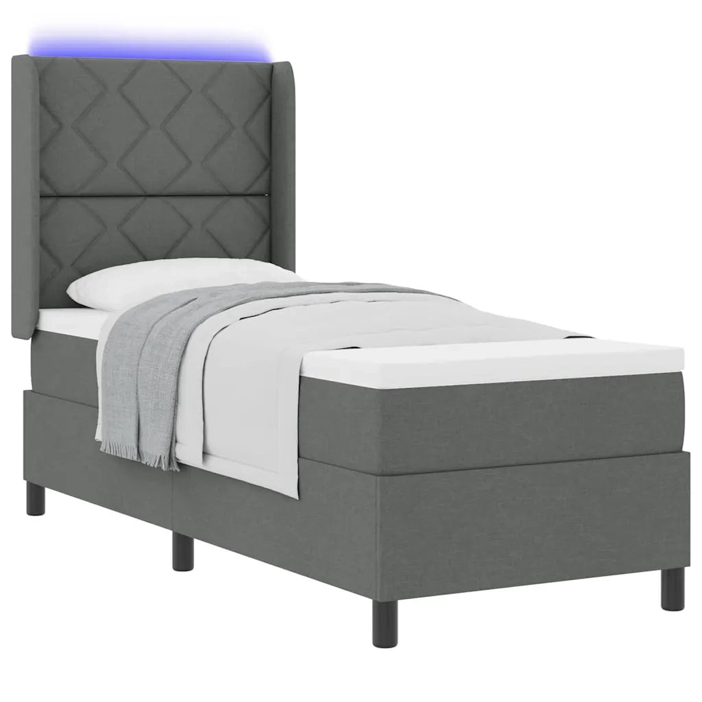 Letto a Sorgente LED Grigio scuro 80 x 200 cm Tessuto 3343533