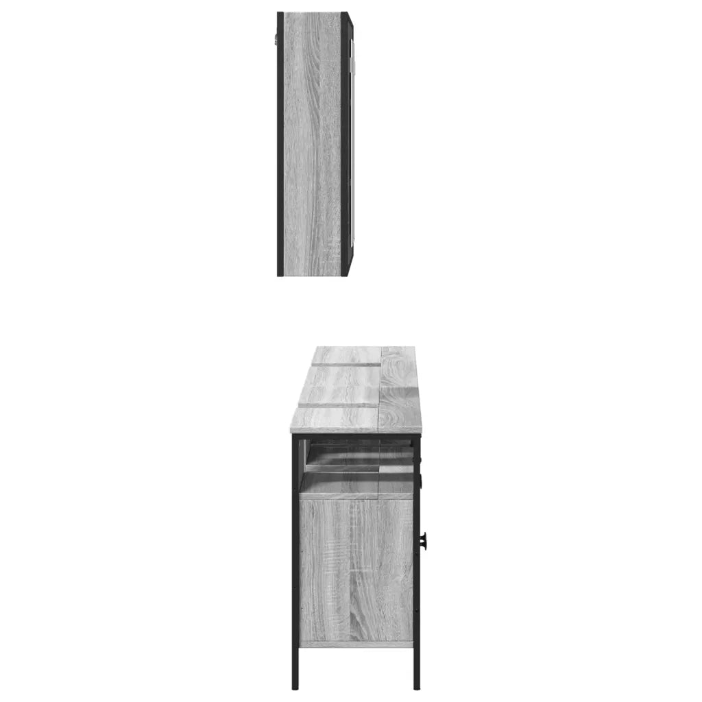 Set Mobili da Bagno 3 pz Grigio Sonoma in Legno Multistrato
