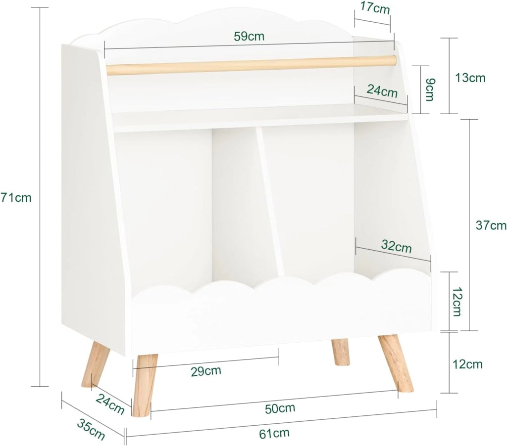 Libreria per bambini Scaffale portaoggetti con 3 scomparti Bianco 61x35x71cm KMB100-K-W