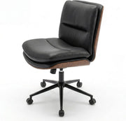 Sedia da Ufficio Girevole, Regolabile in Altezza, Sedia Ergonomica Scrivania con Schienale e Cuscini Imbottiti, Poltrona senza Braccioli con Ruote, per Lavoro, Studio e Relax (Nero)