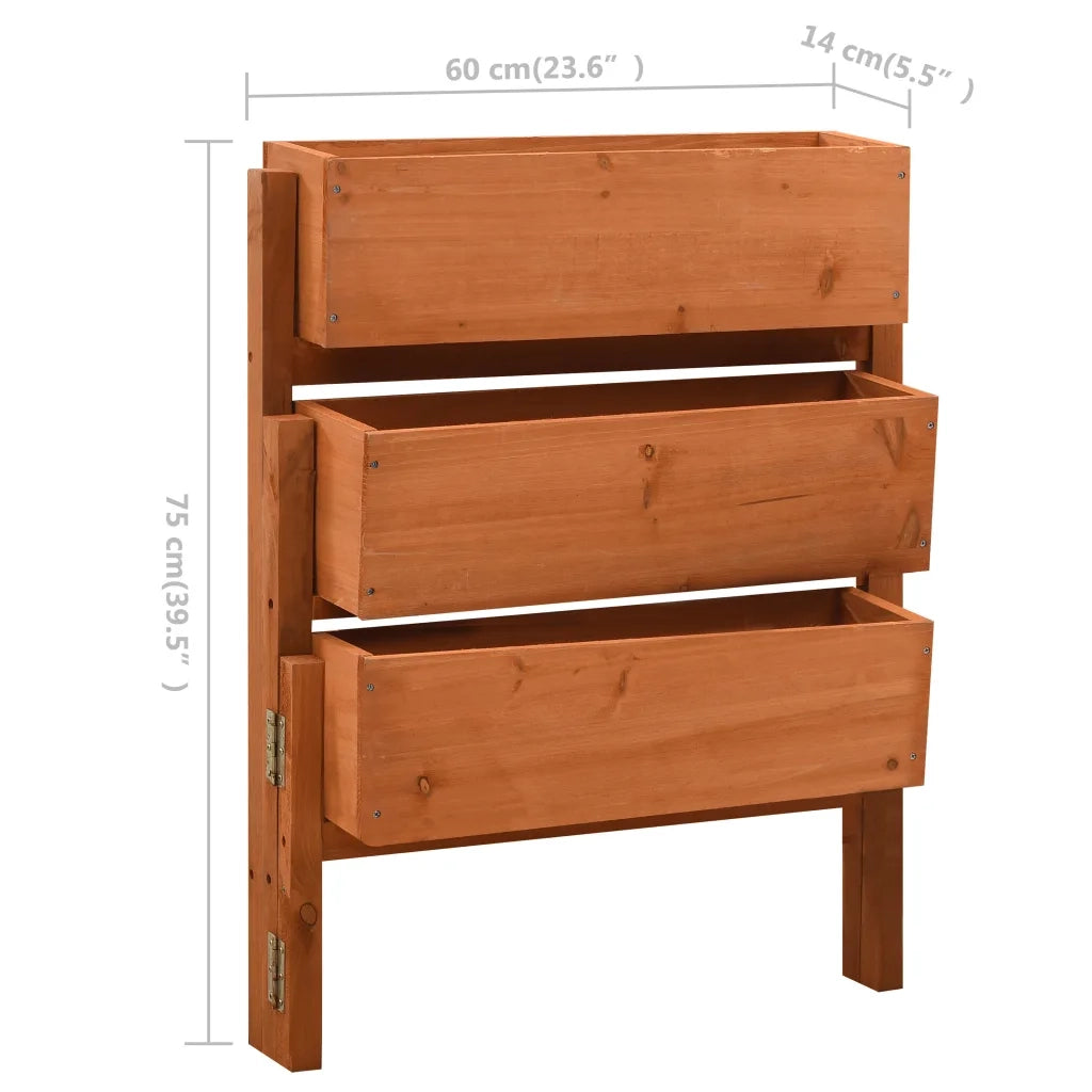 Fioriera | Cassetta per fiori | Vaso Giardino Pieghevole Arancione 60x14x75 cm Legno Abete