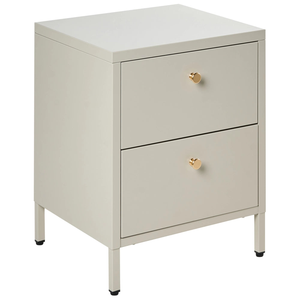 Comodino industriale moderno in acciaio 2 cassetti beige Design Industriale 2 Cassetti Camera da Letto Mobili Contenitori
