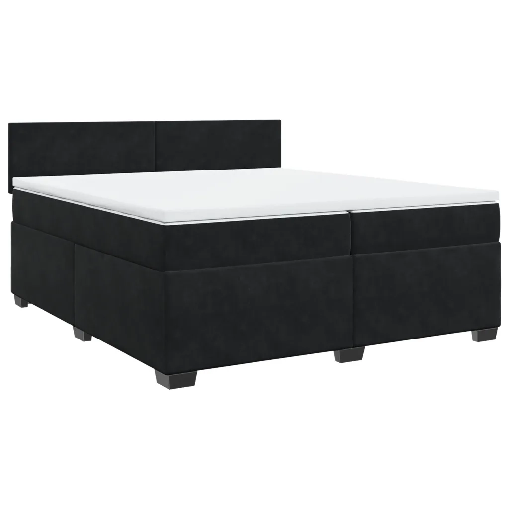 Giroletto a Molle con Materasso Nero 200x200 cm in Velluto 3286398