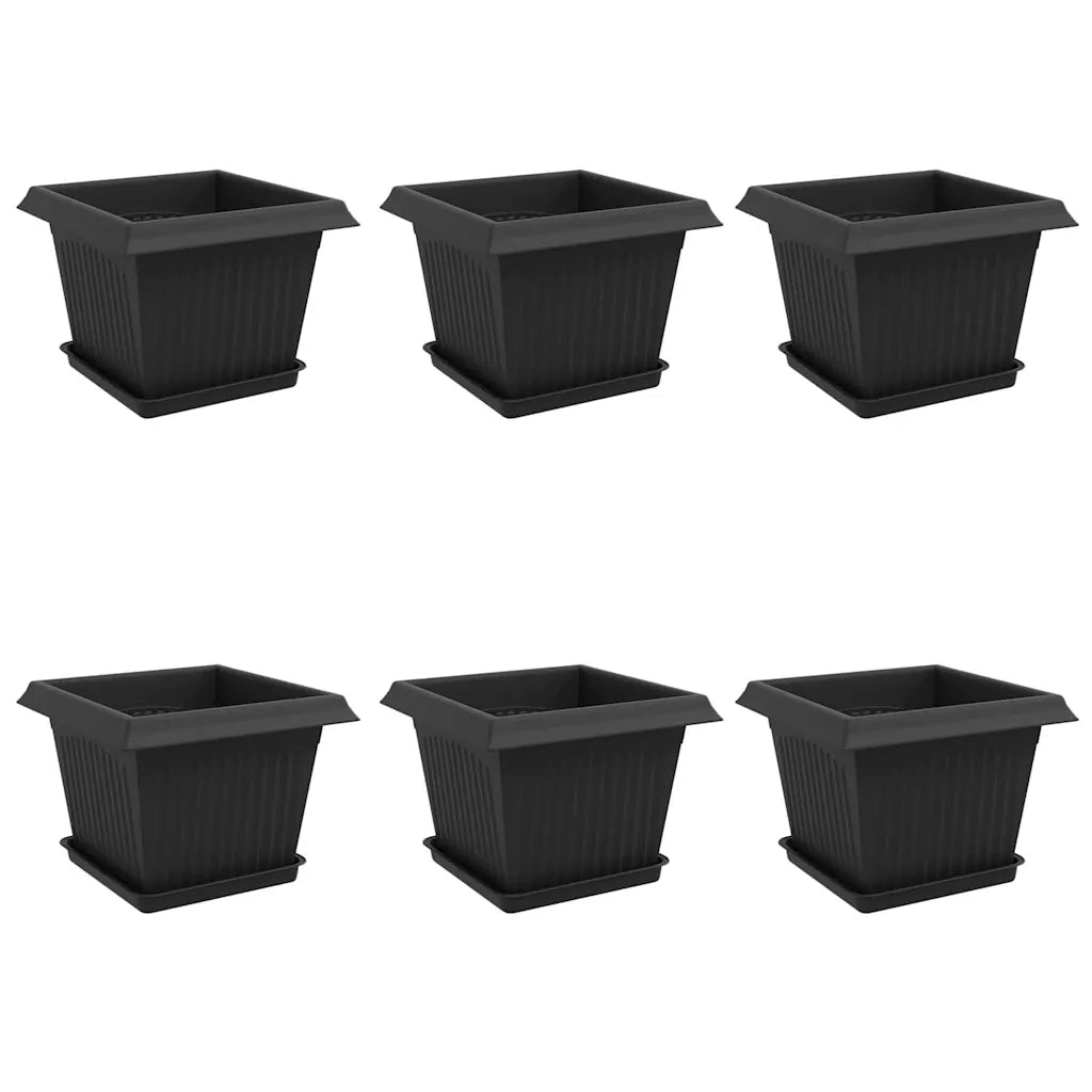 Vasi per Piante 6 pcs Nero 23 x 23 x 17,5 cm Plastica