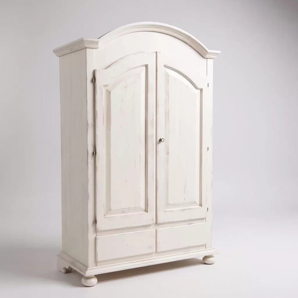 Armadio shabby 2 porte legno bianco anticato 125x61x200 - Mobili 2G
