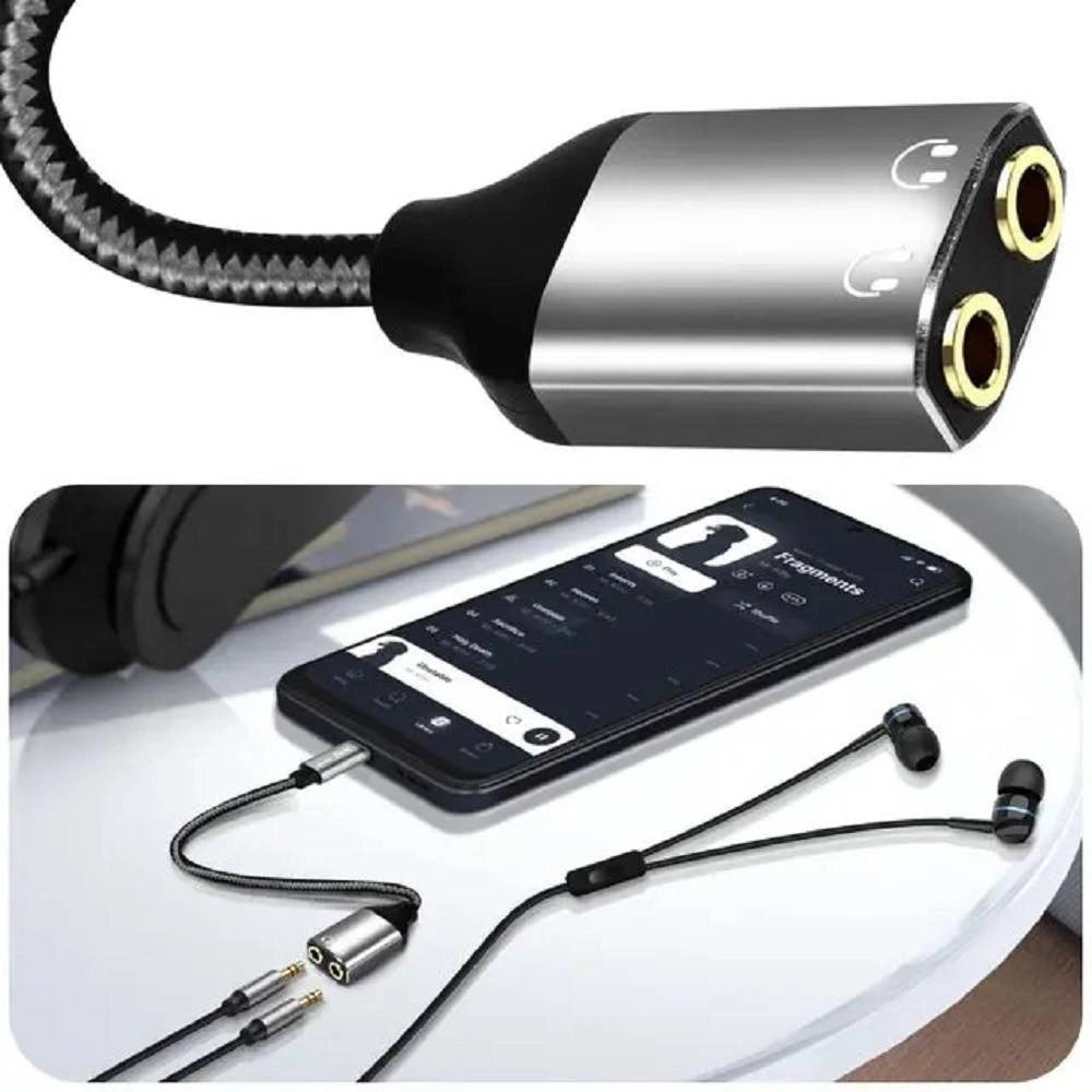 Trade Shop - Cavo Adattatore Audio Da Type-c Maschio A 2 Jack 3,5mm Aux Femmina Cuffie Tpc3535 -