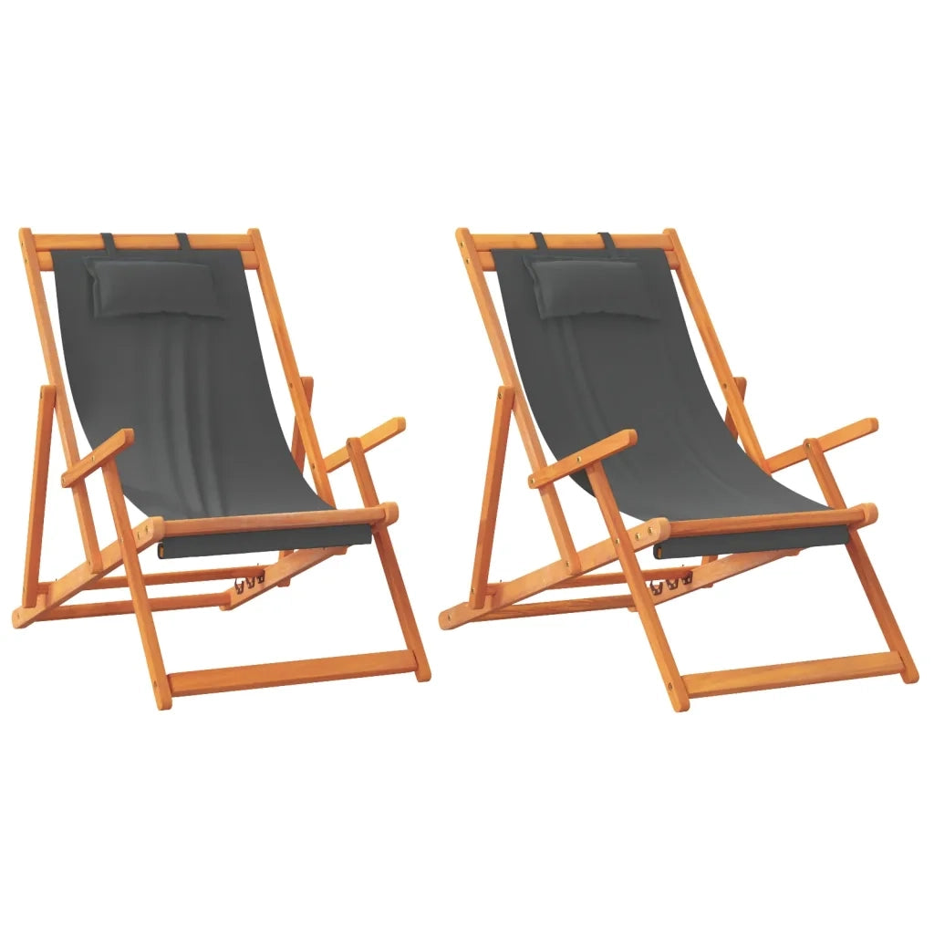 Sedie da Spiaggia Pieghevoli 2 pz | Sedie da Esterno in Tessuto Grigio
