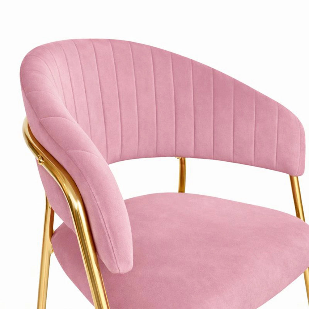 Sedie da sala da pranzo set da 2 Aurelia con schienale in velluto rosa