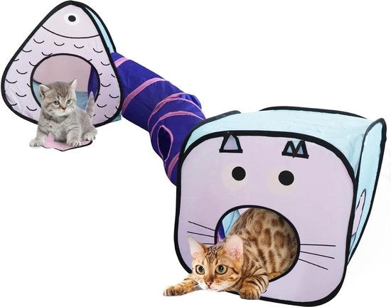 Tunnel interattiva pieghevole per gatti e cubi pieghevoli per area di gioco per gatti - conigli - cuccioli - topi - nascondersi - cacciare e riposare