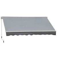 Tenda da Sole per Esterno Avvolgibile a Manovella in Metallo e Alluminio, 395x245 cm, Grigio