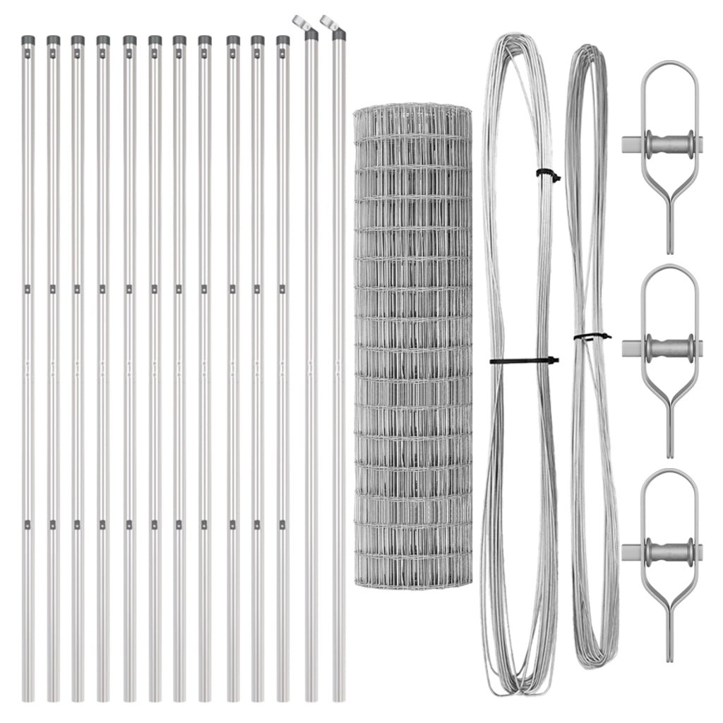 Recinzione Euro con 13 Post 1.2x25 m Acciaio zincato