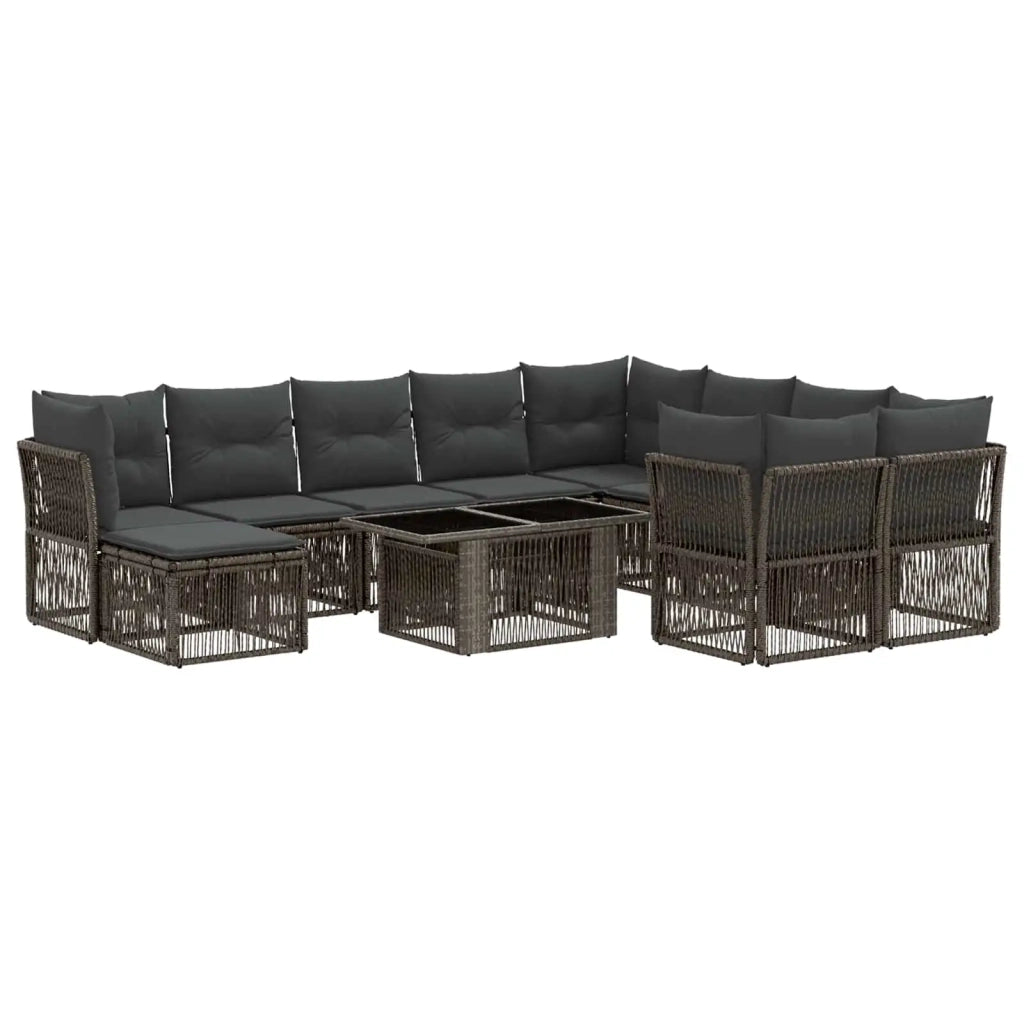 Set Divano da Giardino 11 pz Grigio polyrattan 3436577