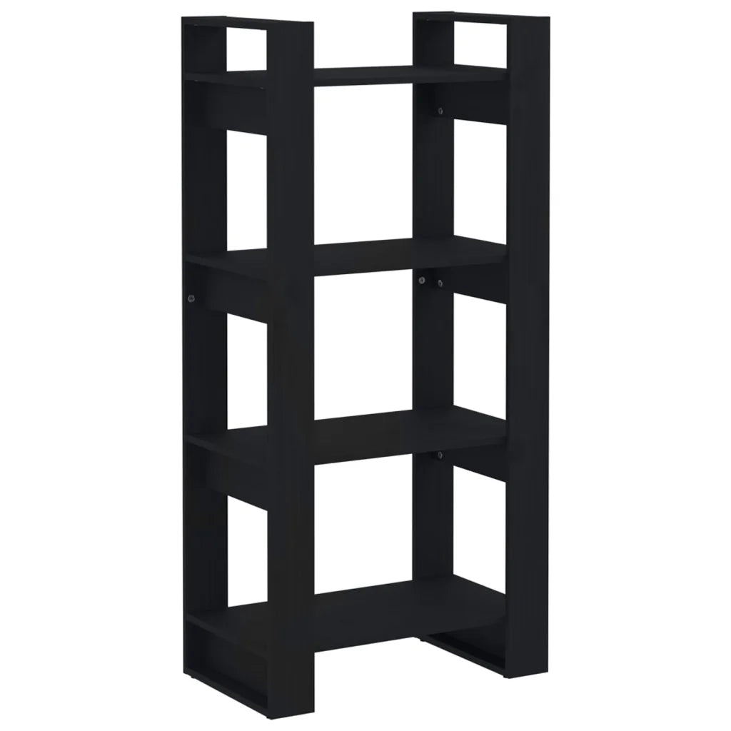 Libreria/Divisorio Nero 80x35x125 cm Legno Massello 813888