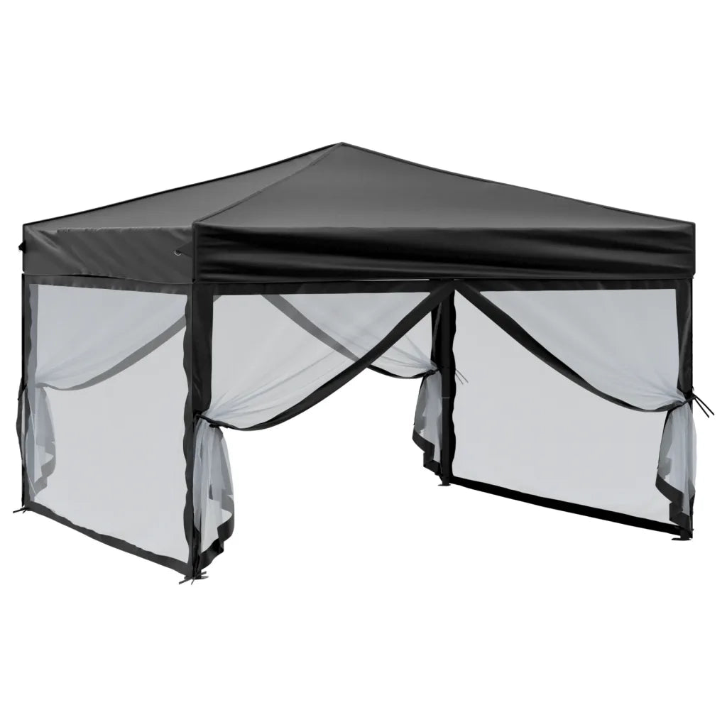 Tenda per Feste Pieghevole con Pareti Laterali Nero 3x3 m 93532