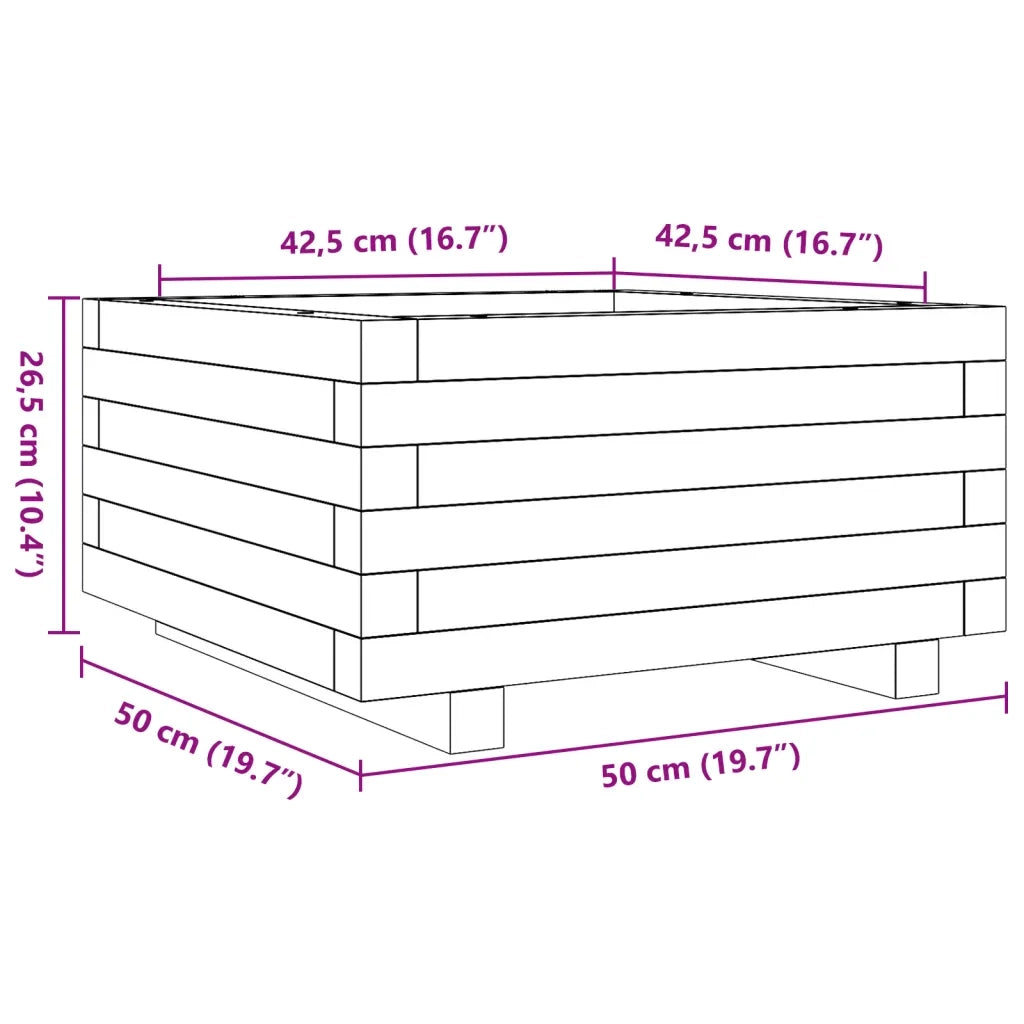 Fioriera da Giardino Bianca 50x50x26,5cm Legno Massello di Pino