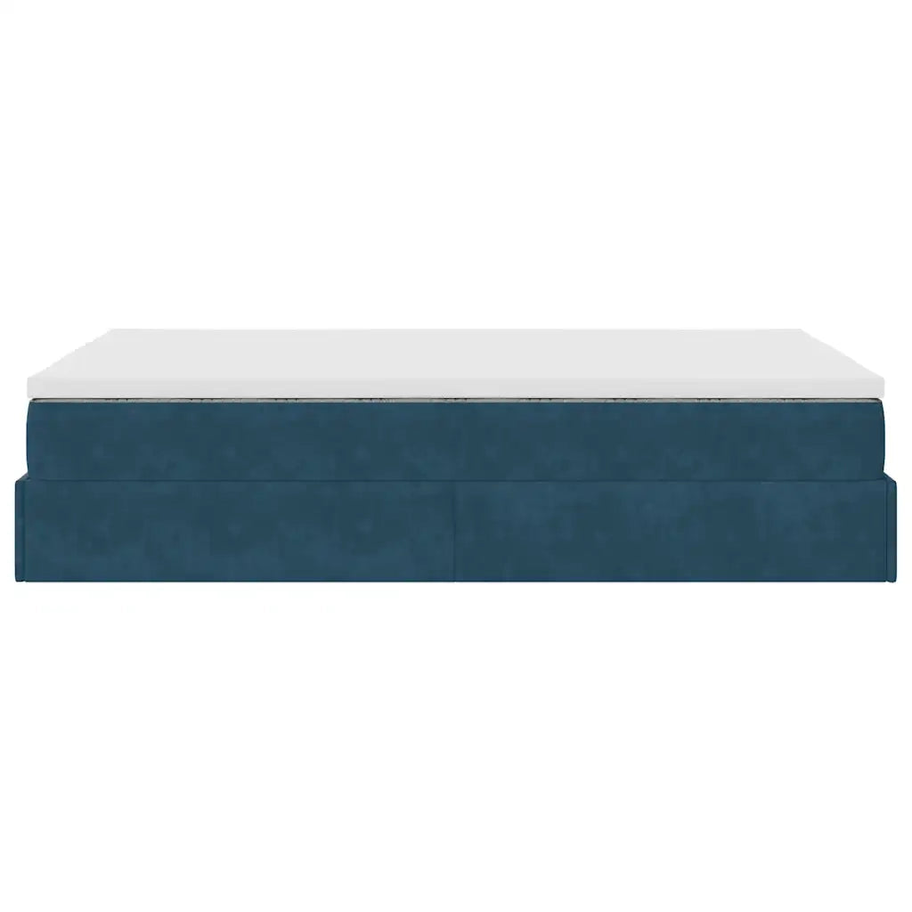 Struttura Letto Pouf con Materasso Blu Scuro 120x200 cm Velluto 3311181