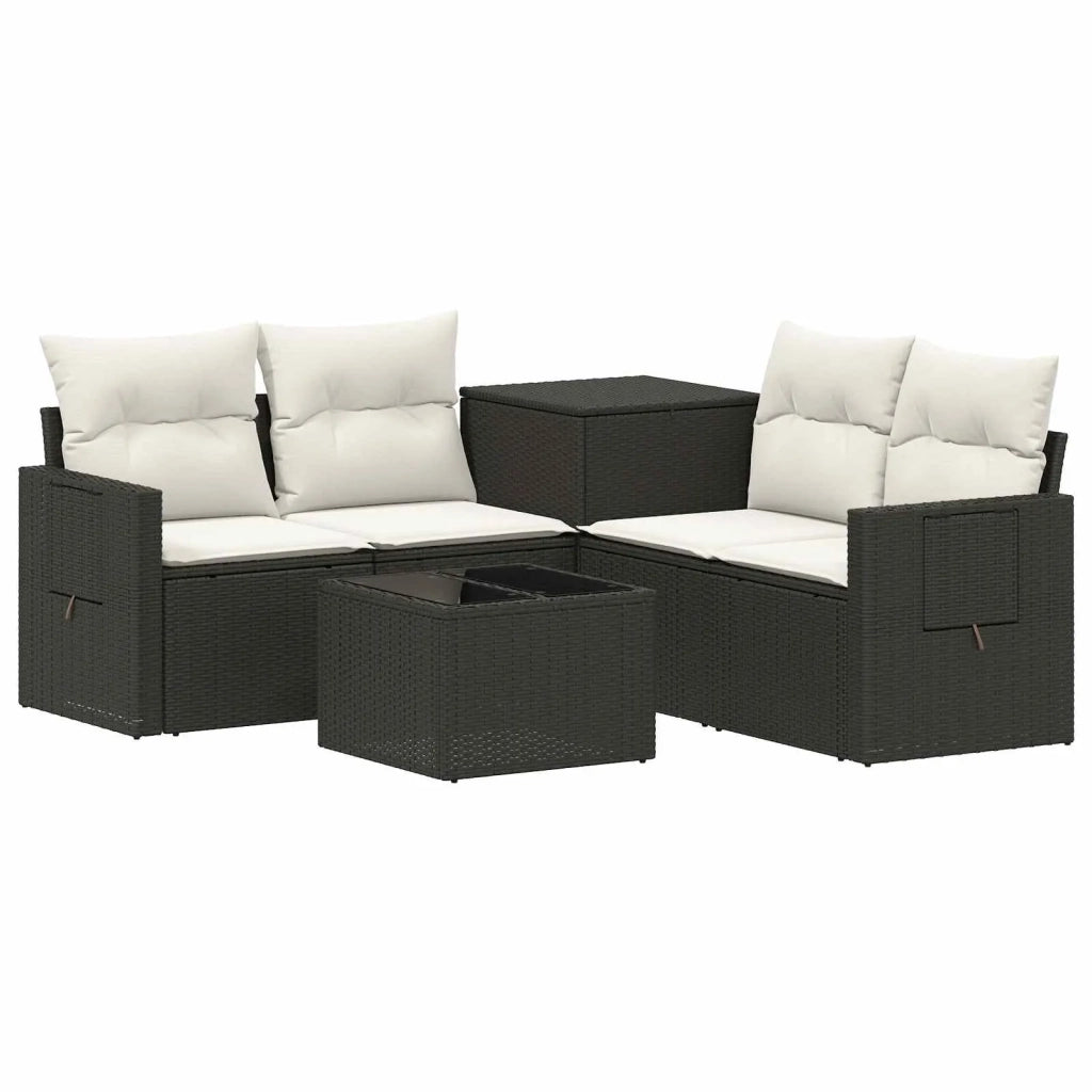 Set di divani 6 pz Nero e Bianco Crema 3447446