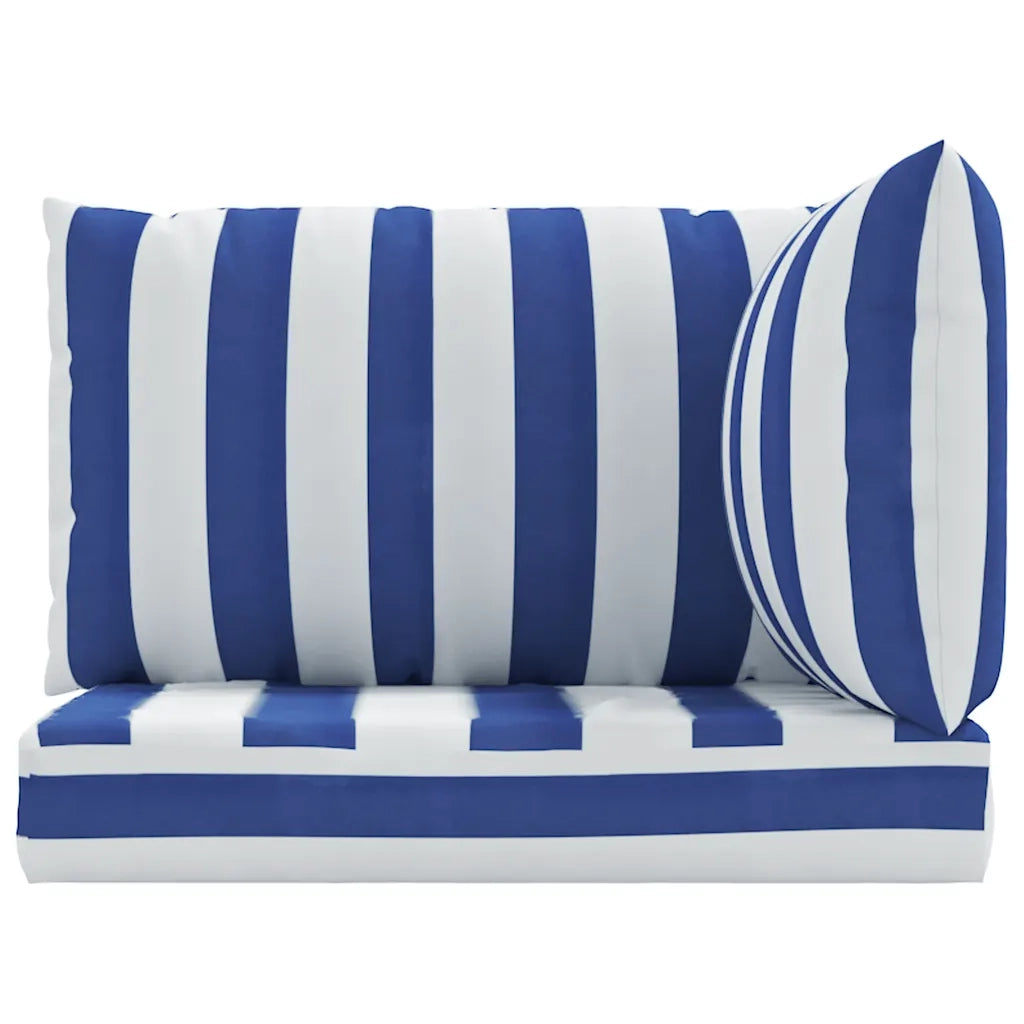 Cuscini per Pallet 3 pz Strisce Blu e Bianche Tessuto Oxford 361785