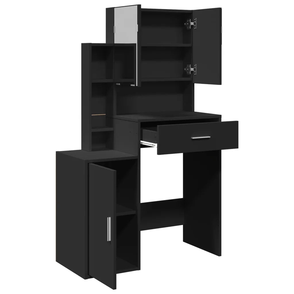 Toeletta | Tavolo da Trucco con Armadietto Nero 80x35x132 cm