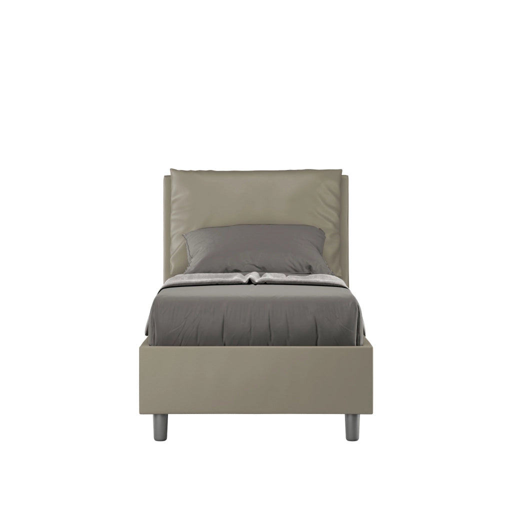 Letto singolo senza rete imbottito 80x190 similpelle bianco Antea