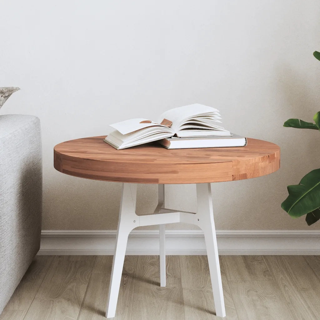 Piano per Tavolo | Superficie Tavolo | Piano Scrivania ?50x4 cm Rotondo in Legno Massello di Faggio