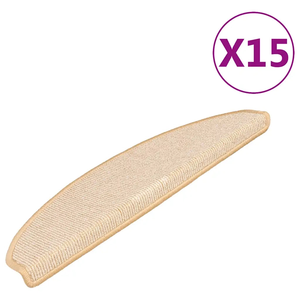 Tappetini per scale 15 pz 65x21x4 cm Crema Semicircolari Grandi 149861