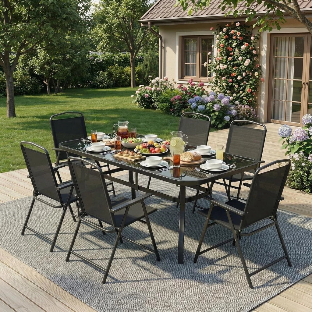 Set di 2 sedie da giardino pieghevoli con schienale, braccioli, sedie da terrazza, sedie da pranzo, fino a 150 kg, sedia pieghevole per campeggio, spiaggia, giardino, piscina, terrazza, colore