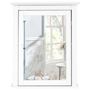 Mobiletto da bagno con anta specchio ripiano regolabile-Armadietto dei medicinali a parete 56x14x69cm Bianco