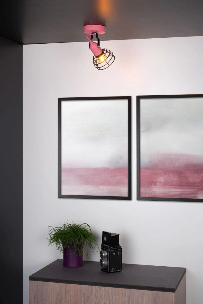 Applique Lucide Paulien metallo rosa/nero E27 60W IP20