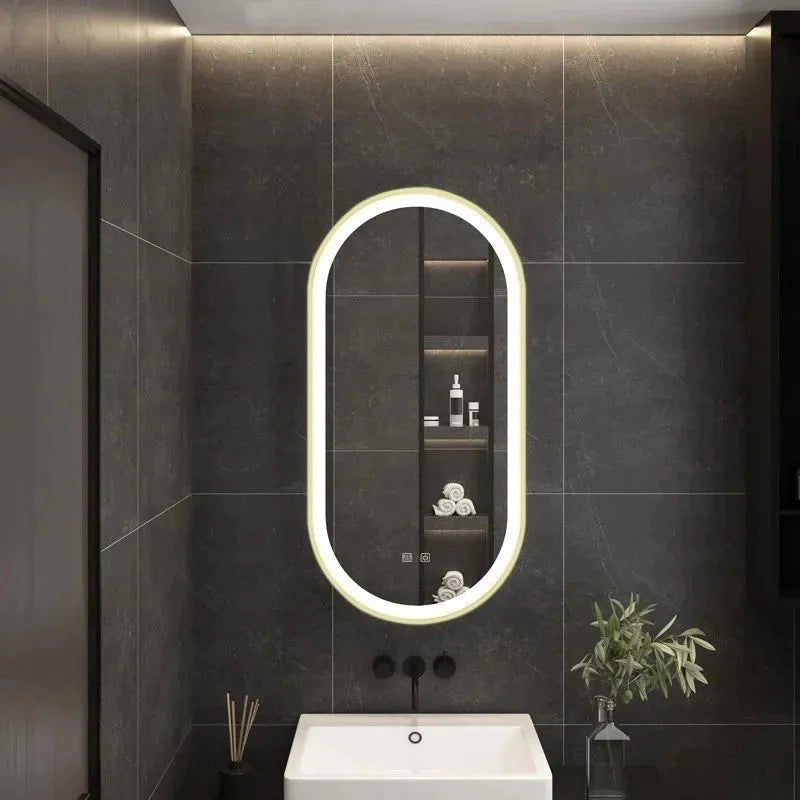 Specchio Led Ovl 50x100cm Gold