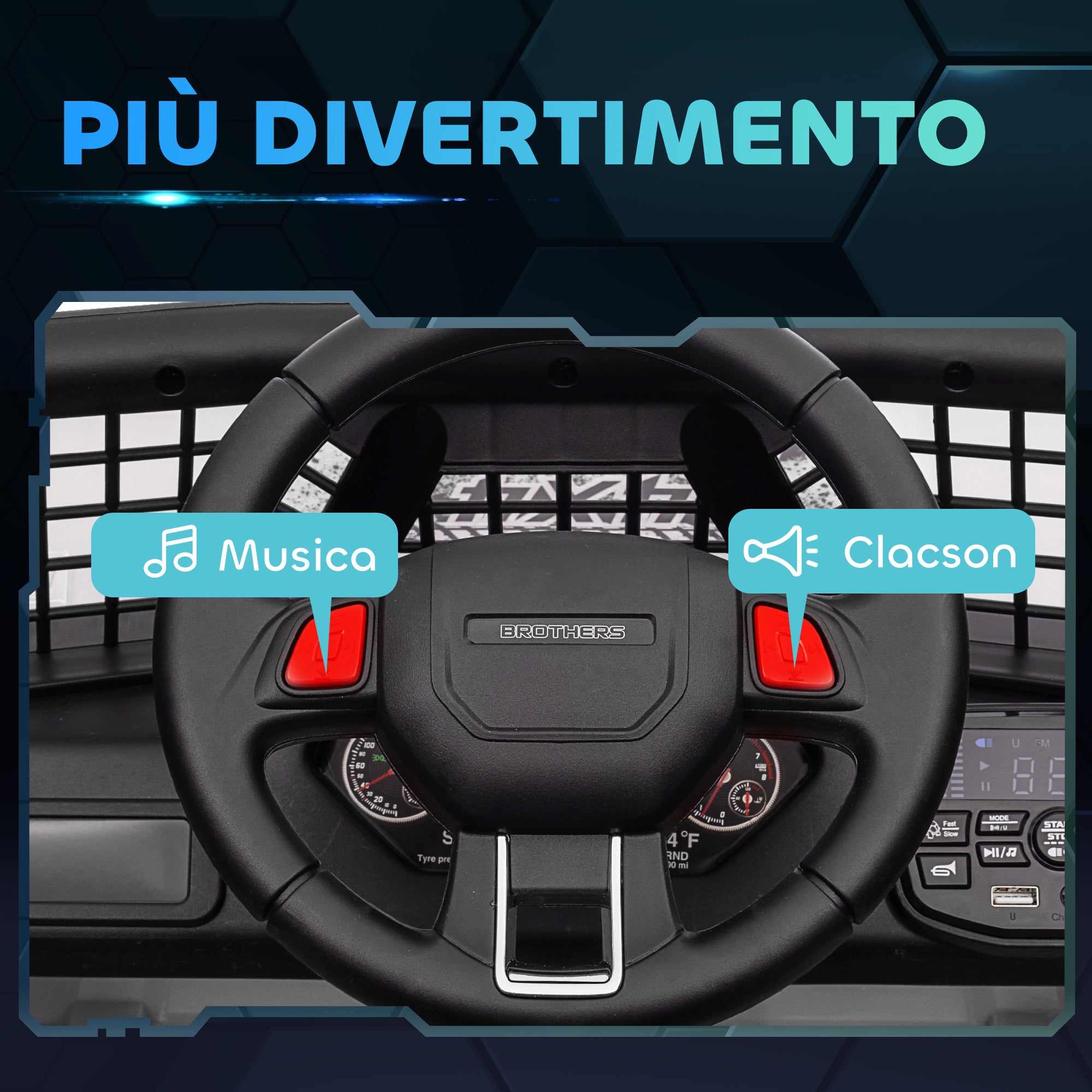 Macchina Elettrica Fuoristrada per Bambini  12V con Doppio Motore Telecomando e Luci Bianco