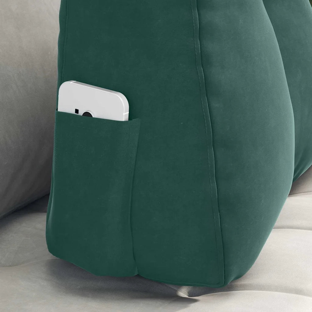 Cuscino per Schiena | Cuscino dorsale Verde Scuro 60 x 24 x 50 cm Velluto